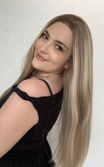 warm blonde highlight and lowlight synthetic