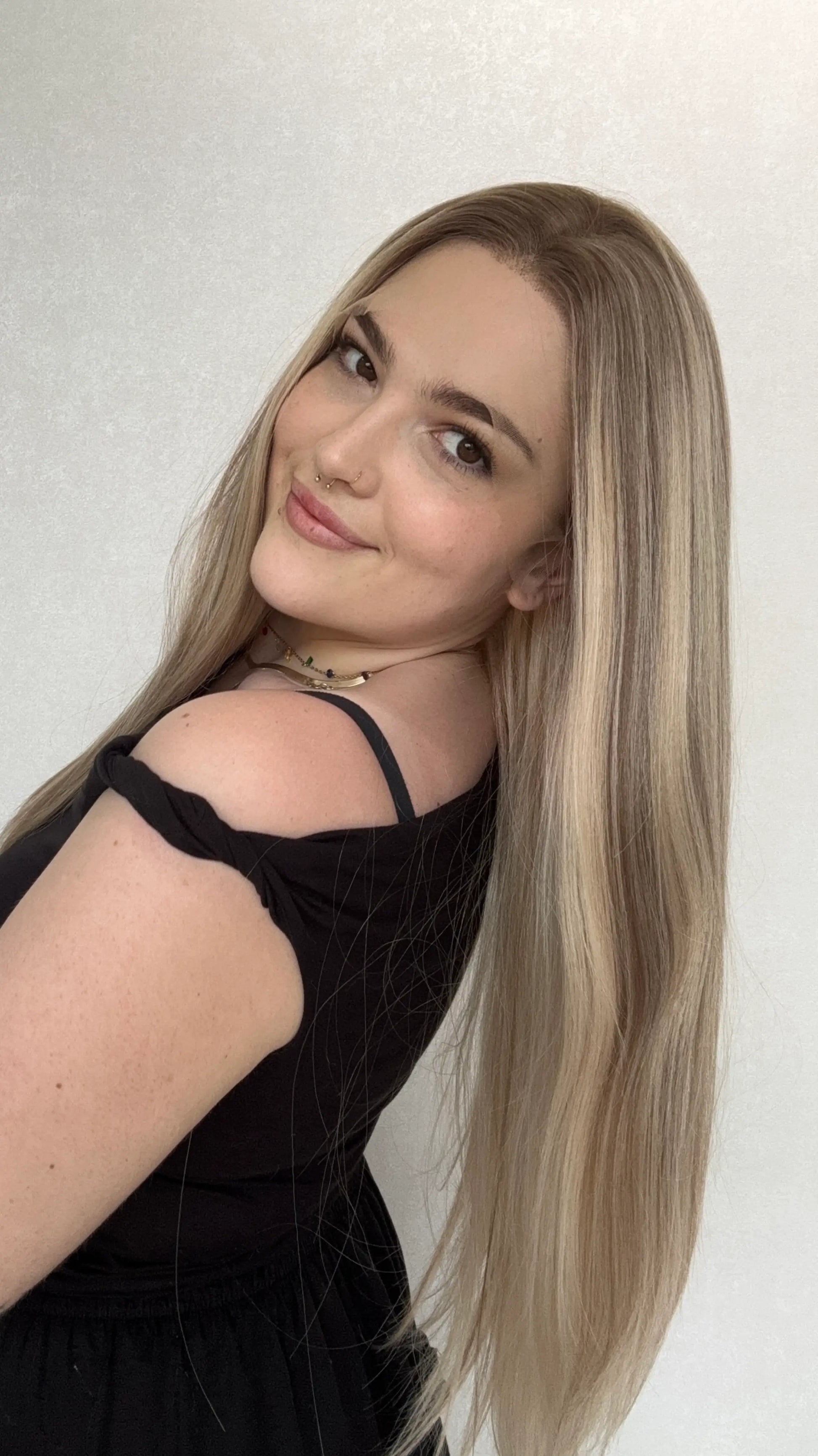 warm blonde highlight and lowlight synthetic