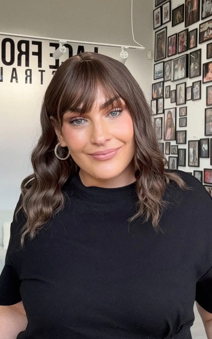 heat safe brunette fringe synthetic wig australia.