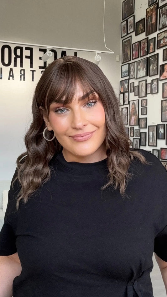 heat safe brunette fringe synthetic wig australia.