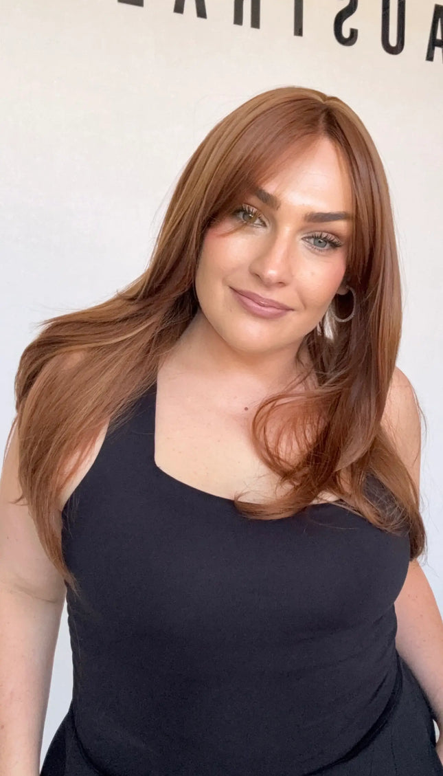 copper wig with curtain bangs heat safe synthetic wig australia
