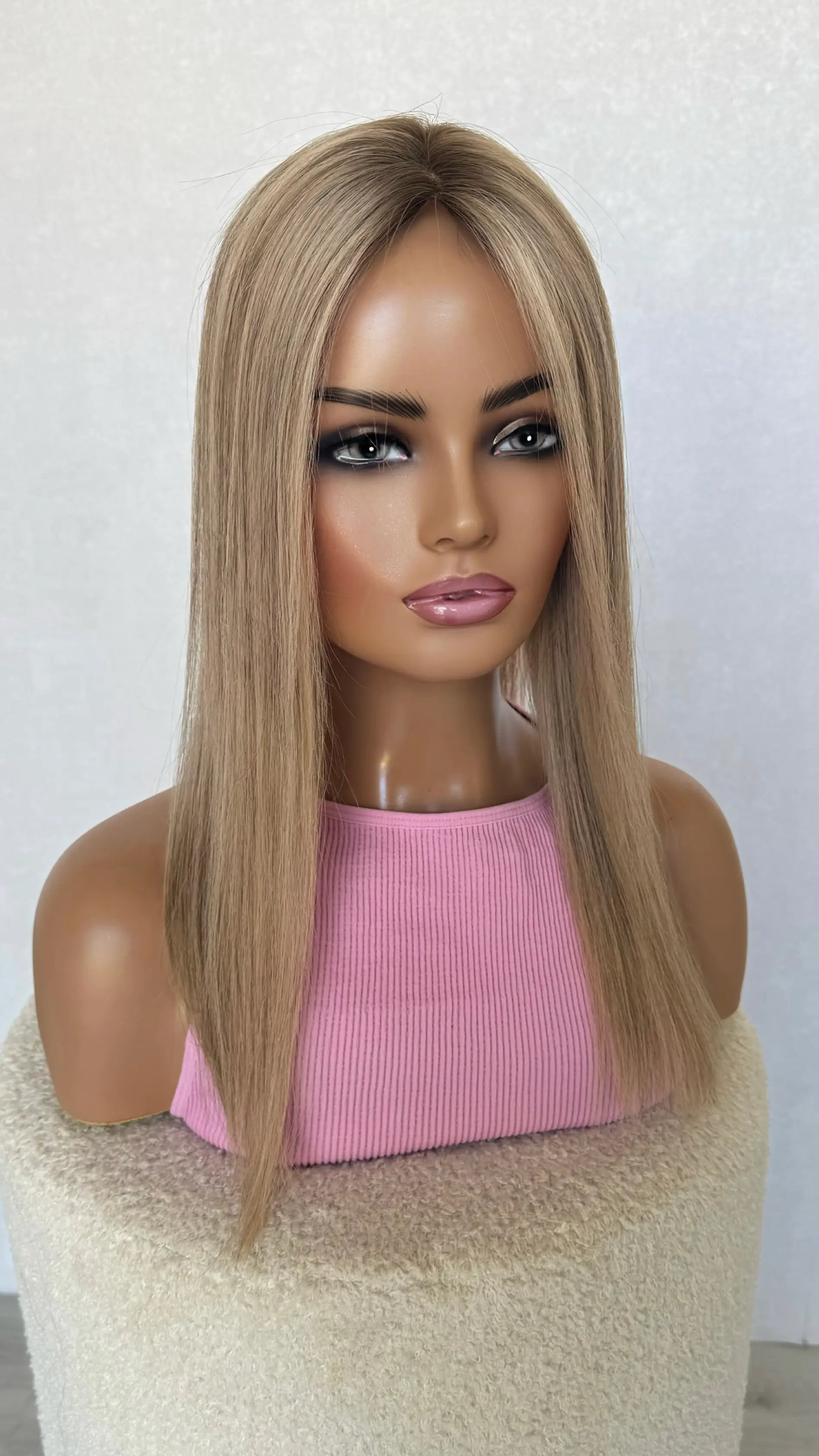 human hair lacefront topper blonde colour 20 inch. 
