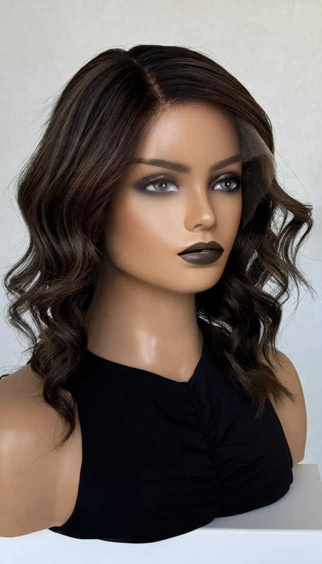 dark brunette human hair realistic wig for hairloss, alopecia and chemotherapy australia.