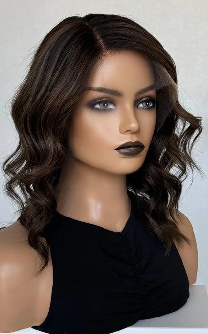 dark brunette human hair realistic wig for hairloss, alopecia and chemotherapy australia.