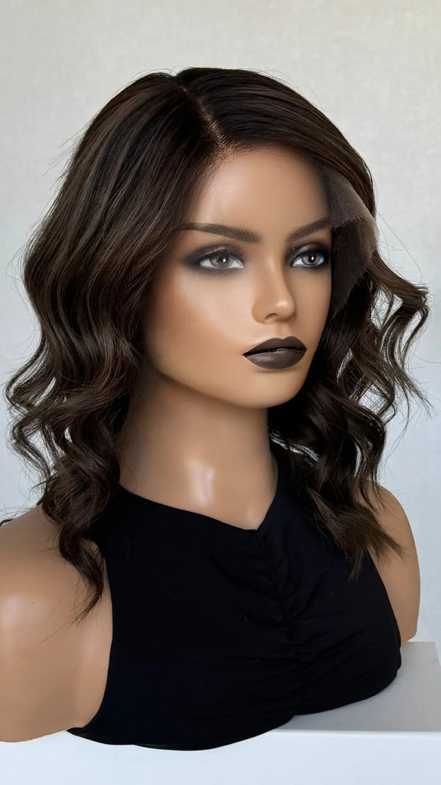 dark brunette human hair realistic wig for hairloss, alopecia and chemotherapy australia.
