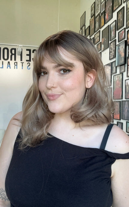 glueless heat safe synthetic wig australia, middle part with fringe.