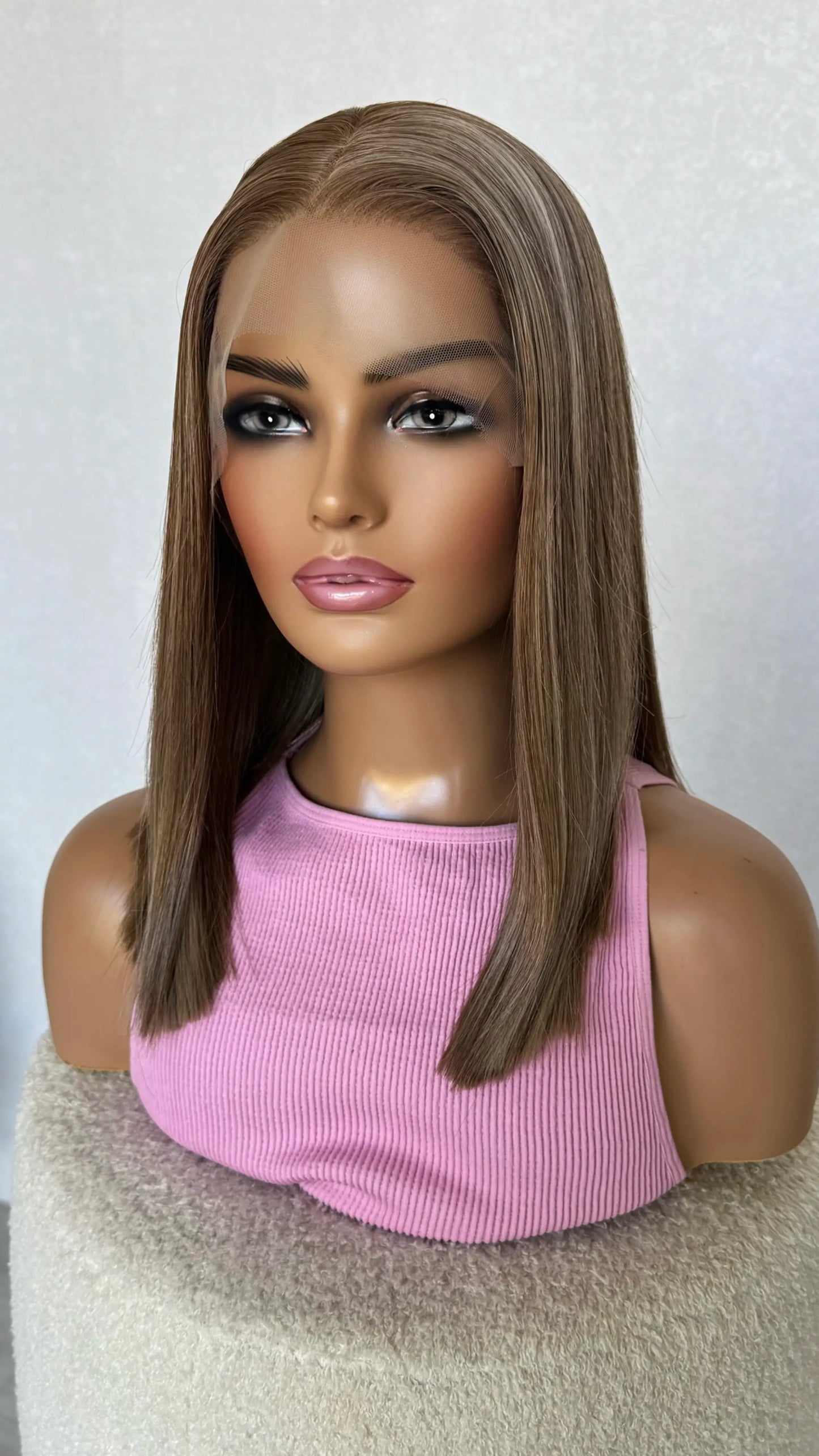 long bob dark golden blonde wig, heat safe wig australia, glueless synthetic wigs.