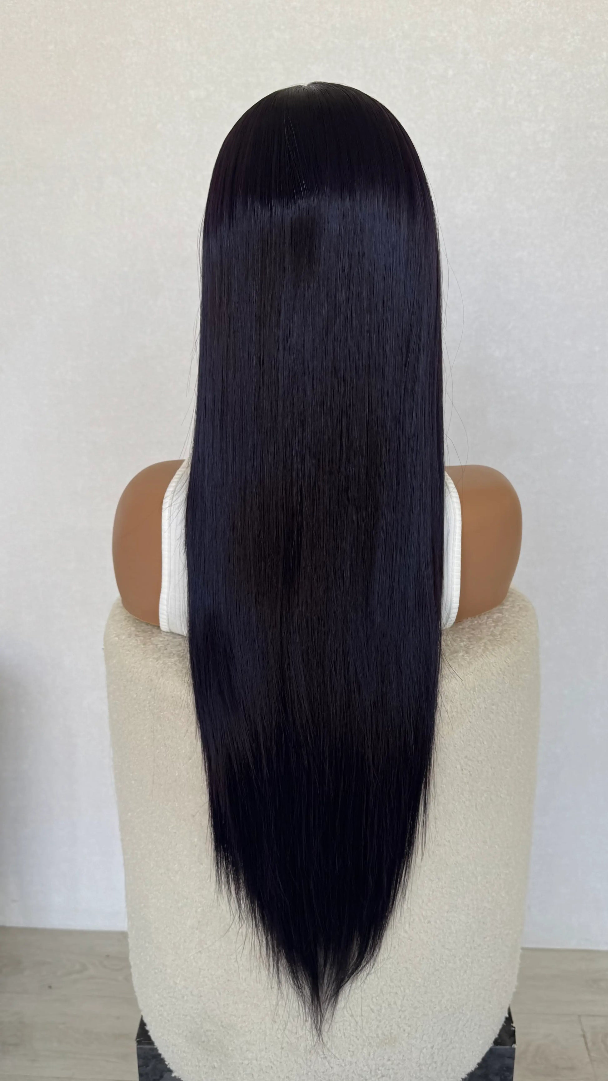 dark purple, long hair, heat safe synthetic wig.