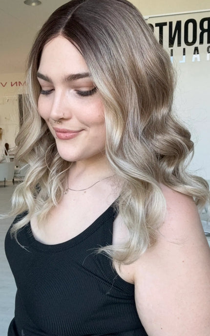 australia lace front wigs for women with hairloss, dark ash ombre with wavy hair wig for alopecia.