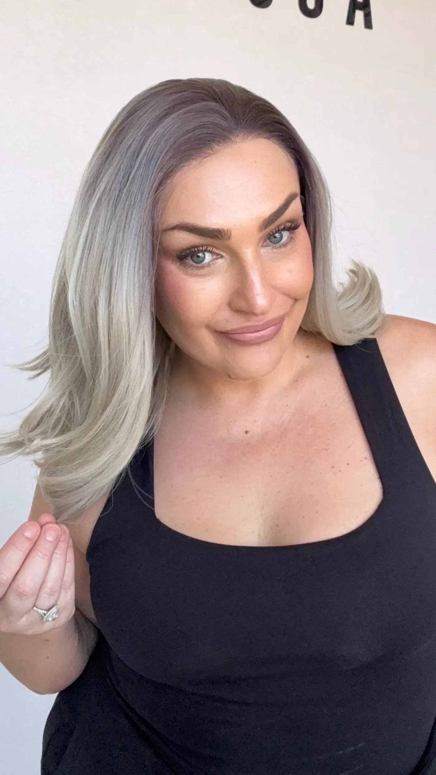 dark root to silver ash hair, layered synthetic wig australia.