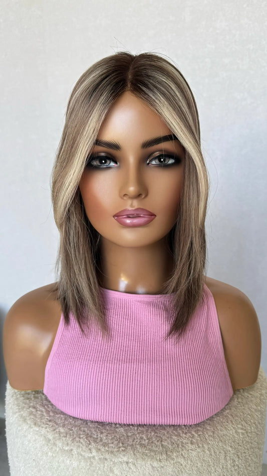 ash blonde lacefront topper no glue needed