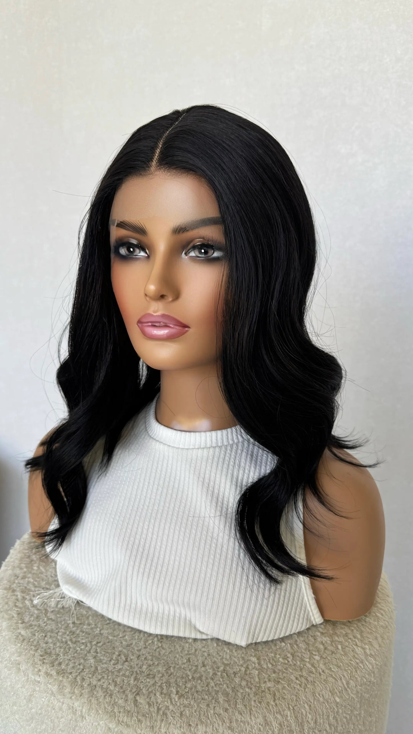 lacefront black hair synthetic wig, lacefront t-part