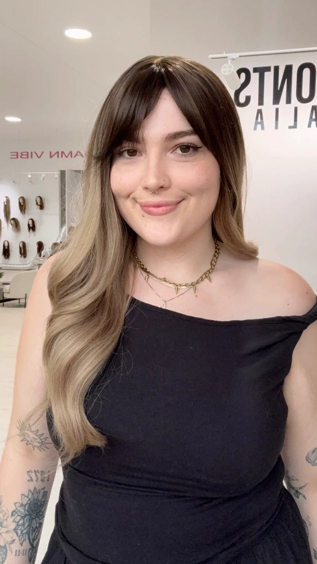 australia natural glueless synthetic wig with fringe. 