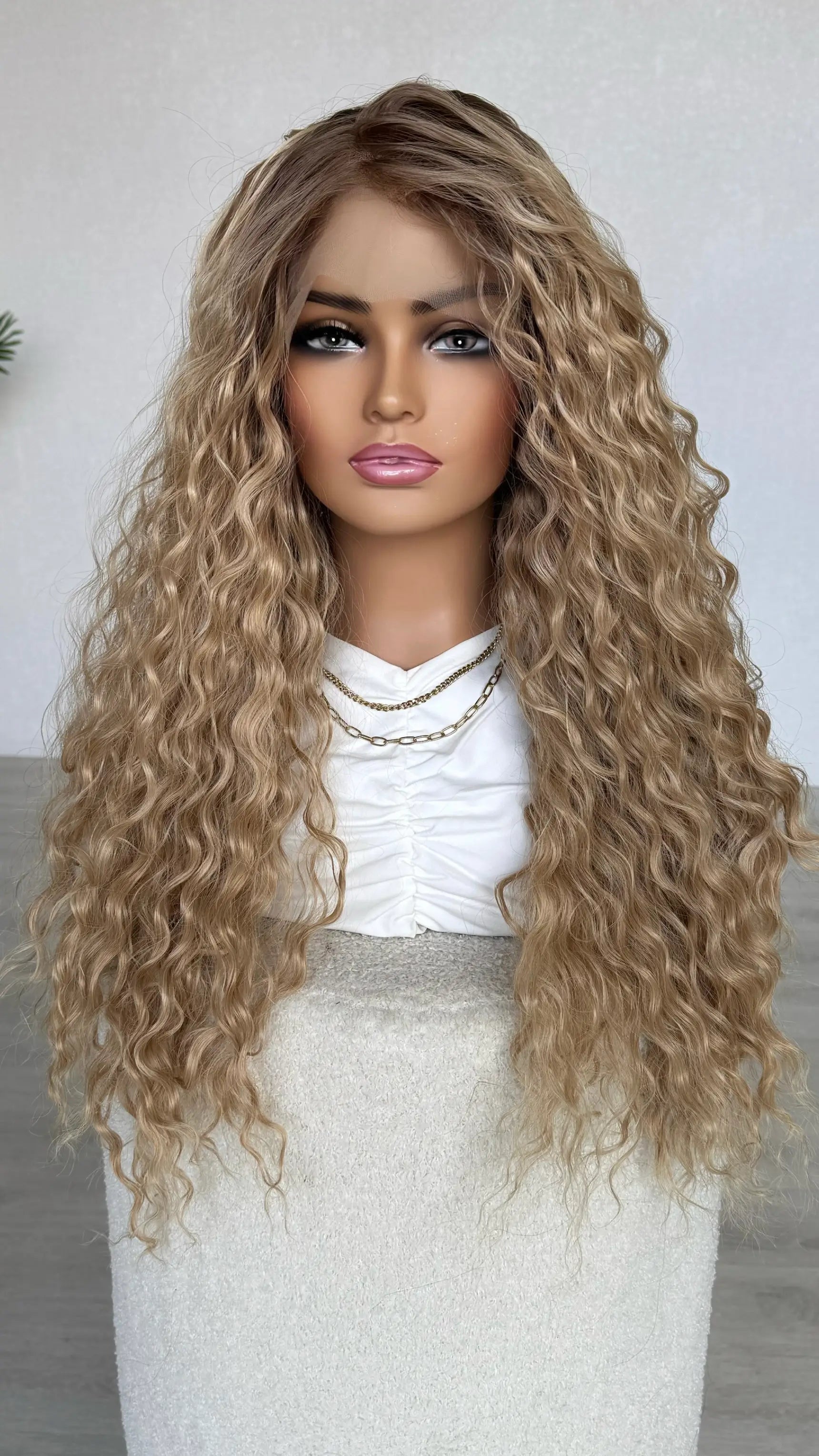 left side part, long curly lacefront wig, australia wigs.