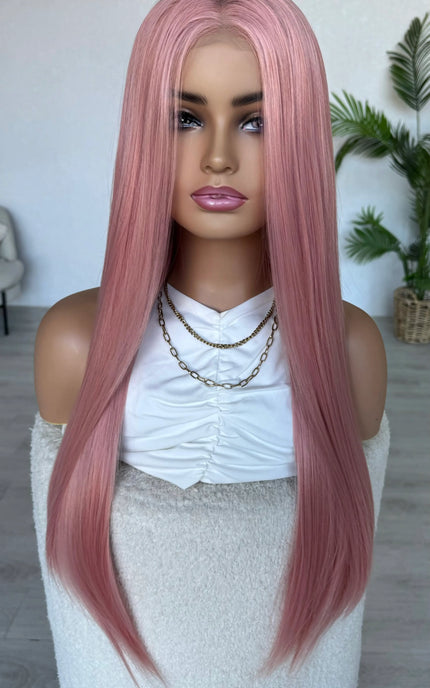 long pink hair lacefront, glueless wig australia.