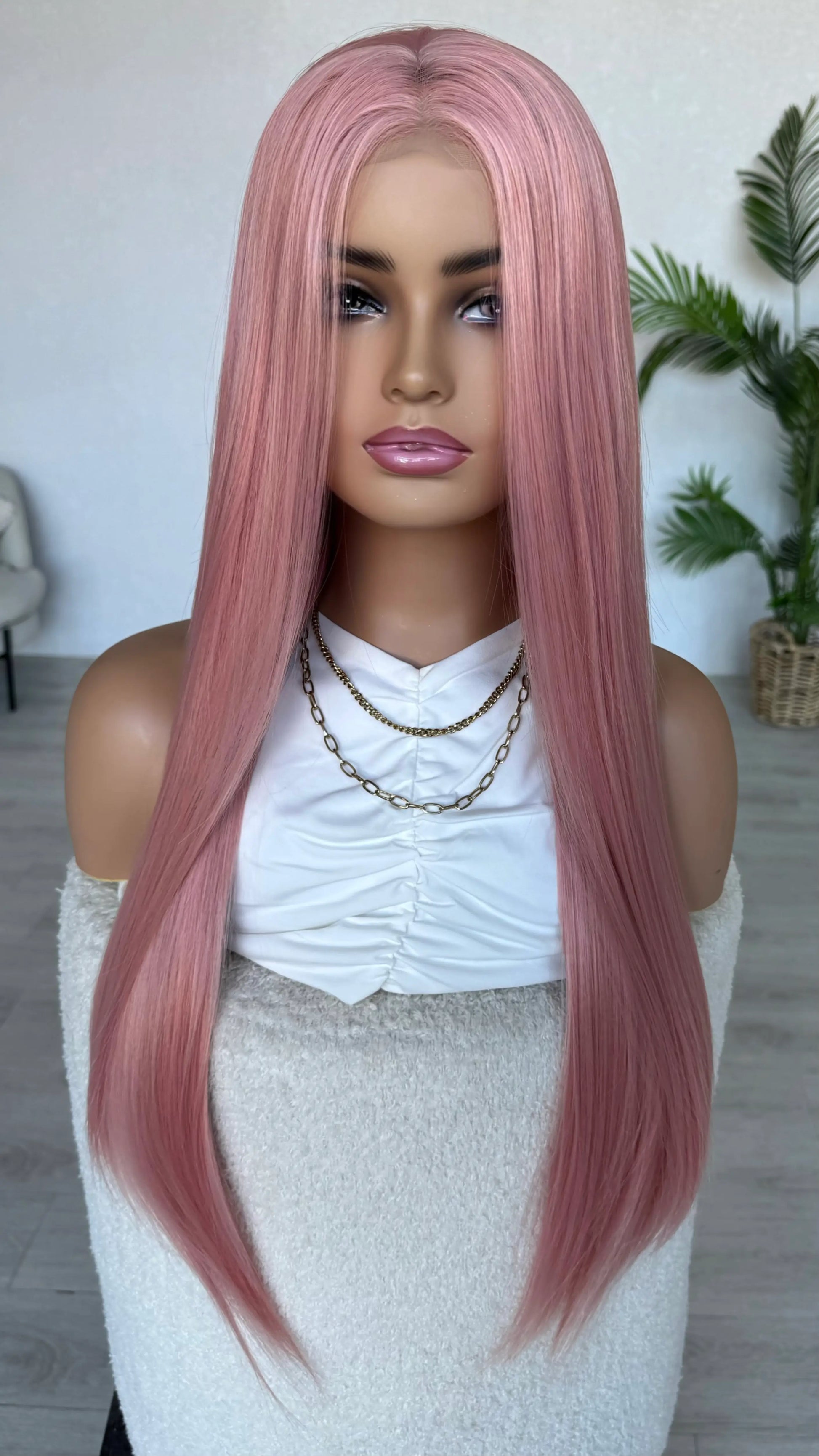 long pink hair lacefront, glueless wig australia.