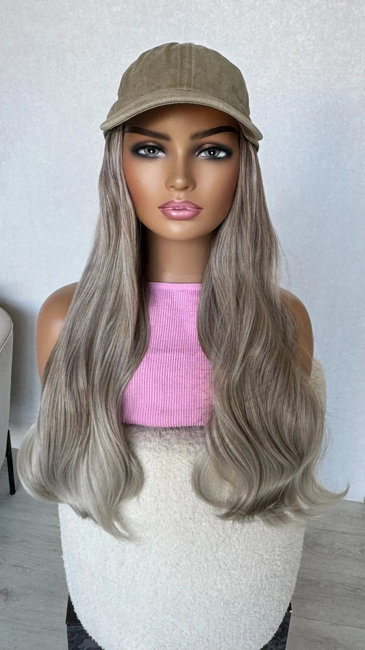 hat wig silver blonde hair glueless, heat safe synthetic hat wig australia.