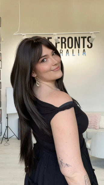 long layered dark brown heat safe synthetic wig for hairloss, australia.