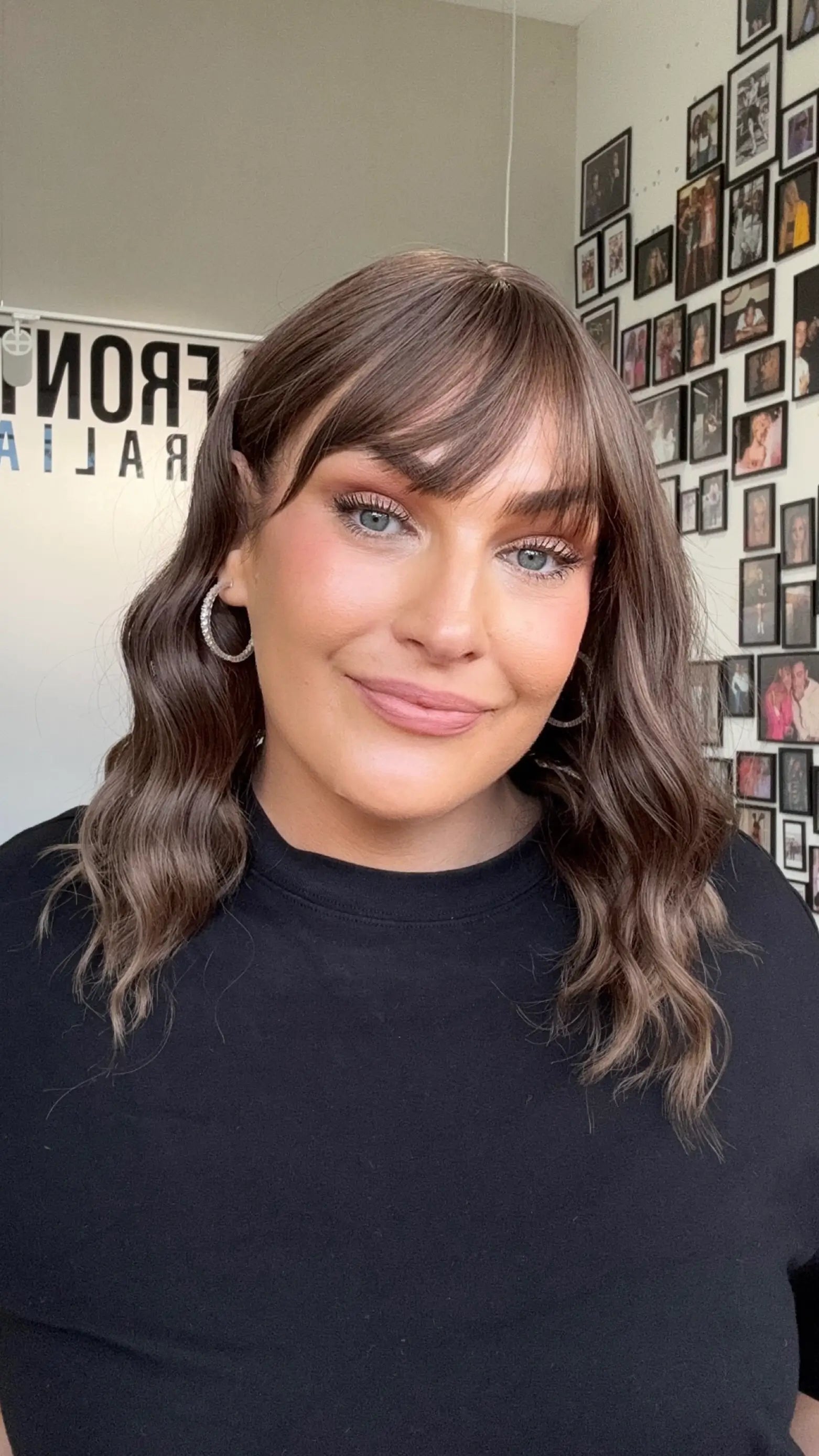heat safe wavy cool brown fringe synthetic wig, 14 inches. gold coast australia.