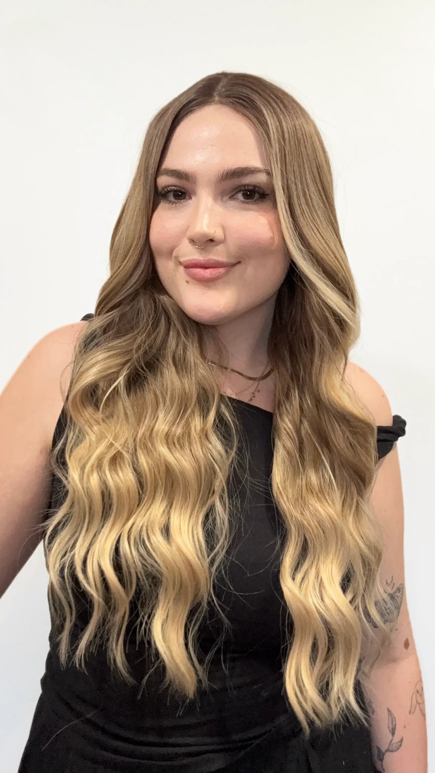 wavy long golden ombre hair wig, heat safe synthetic, glueless wig australia, gold coast.