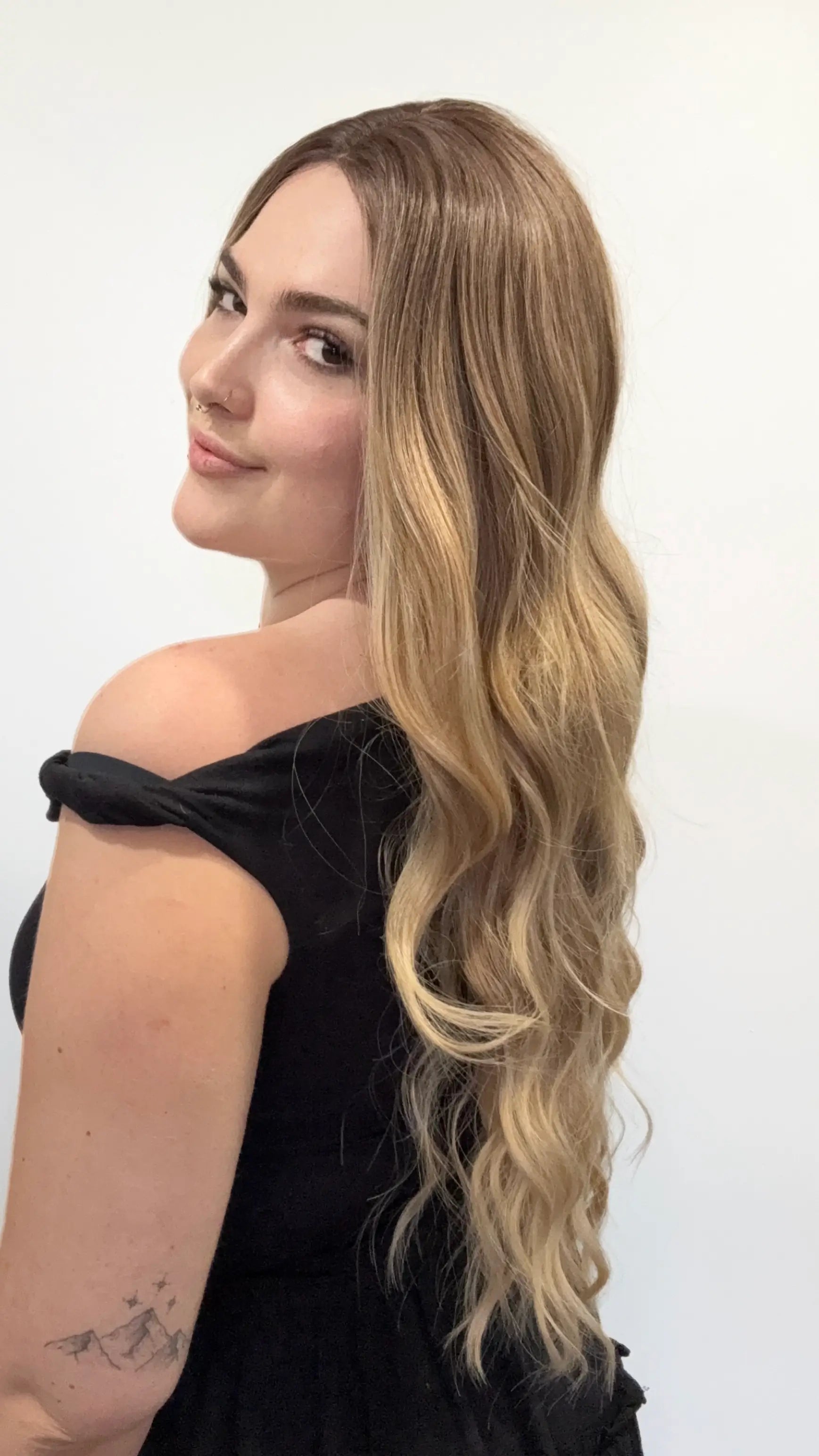 wavy golden ombre hair wig, heat safe synthetic gold coast australia.