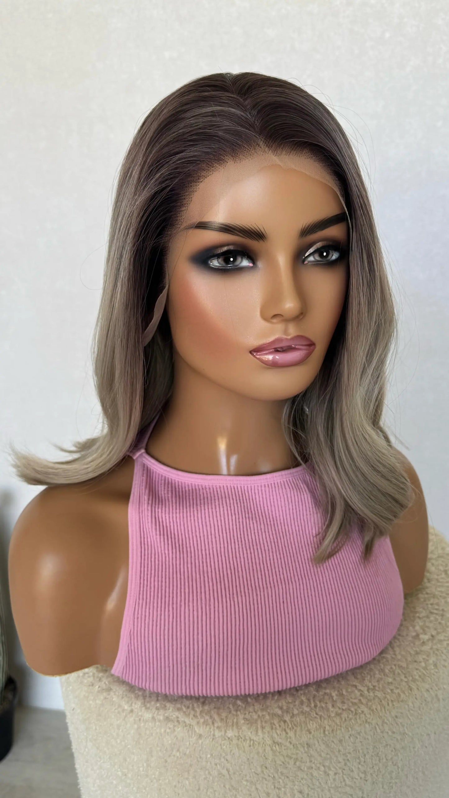 ash blonde with dark root, glueless wig australia.