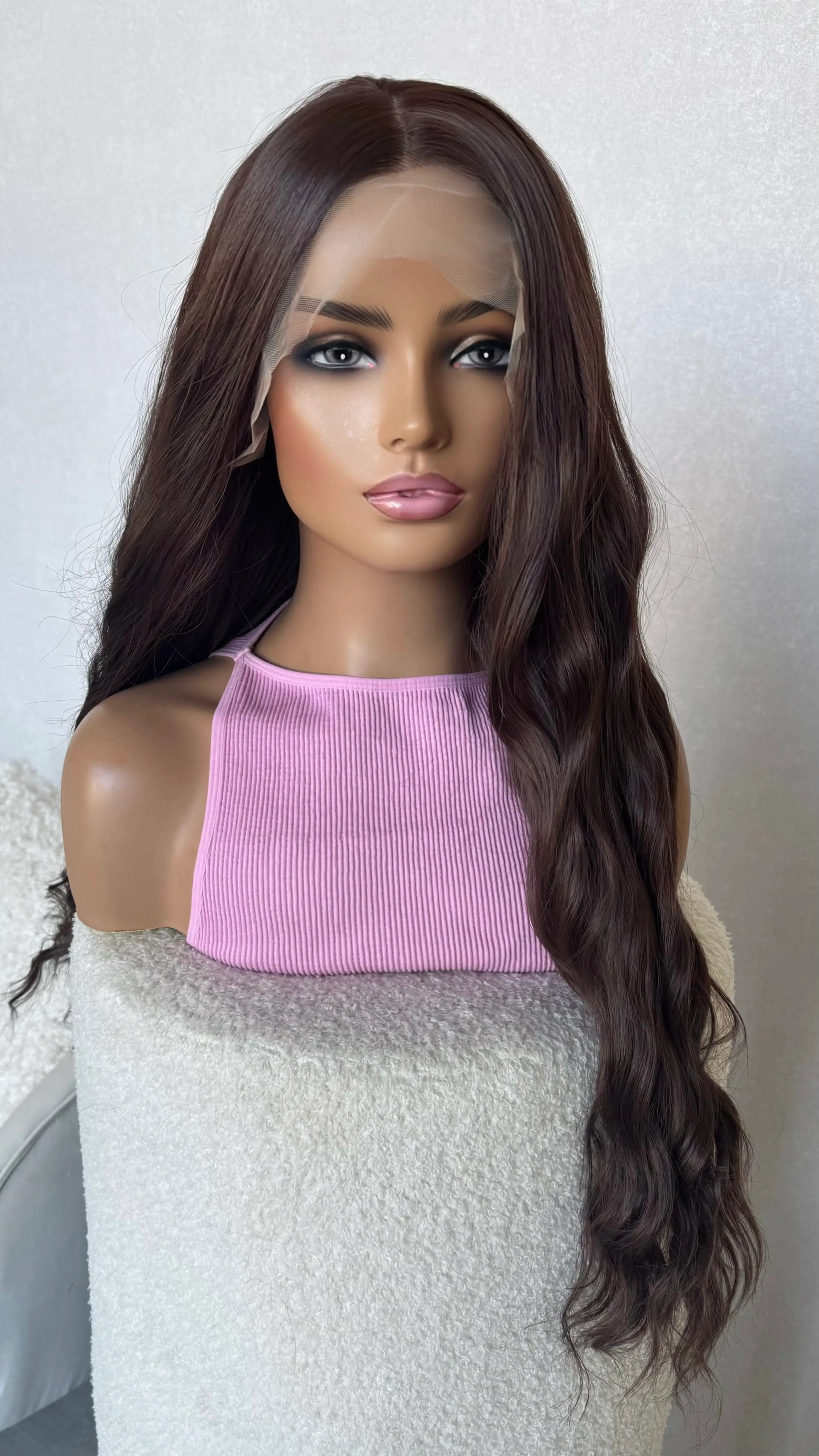 half hair back dark plum lacefront wig, australia, heat safe synthetic