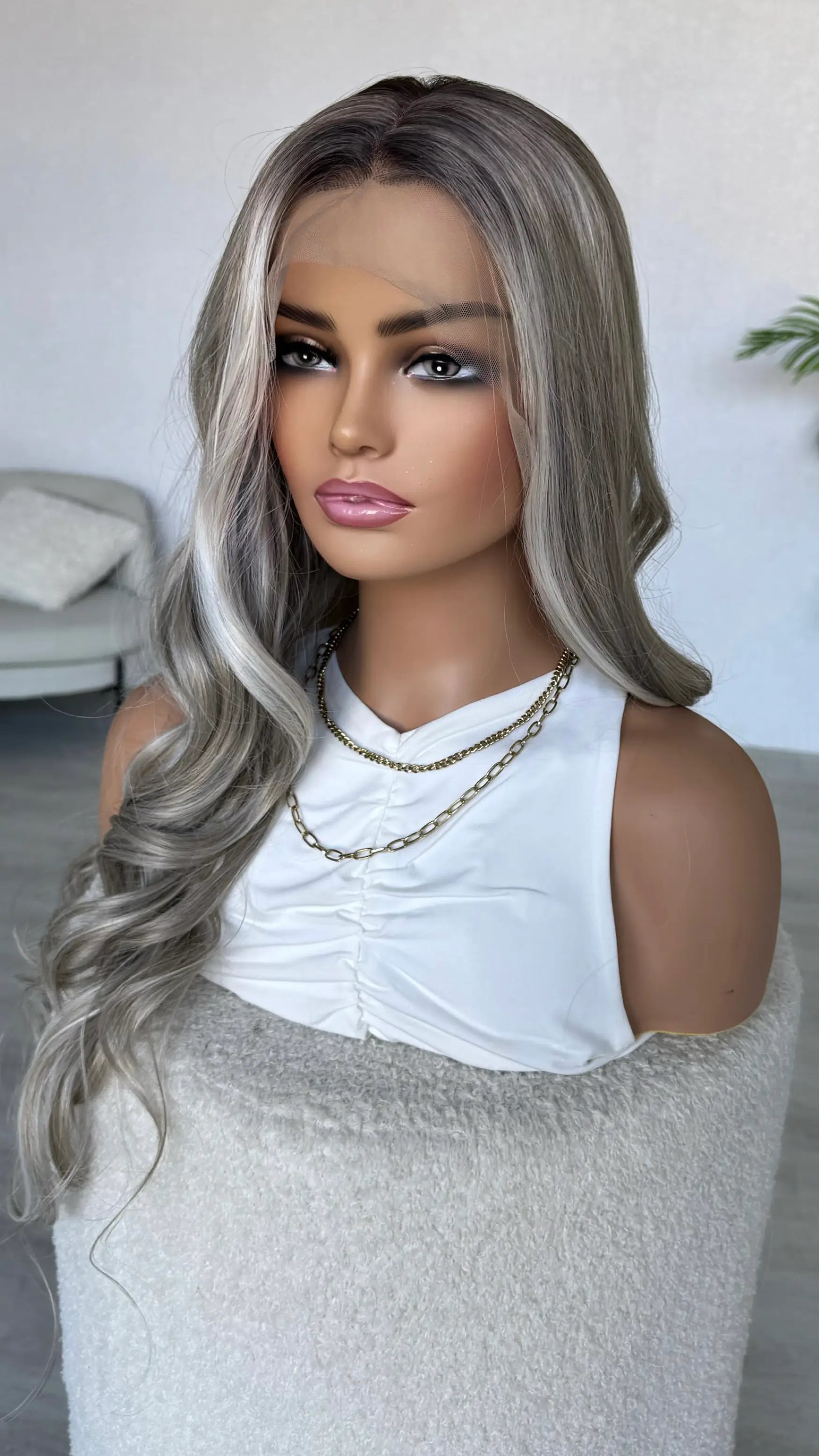 silver blonde lacefront glueless synthetic wigs australia.