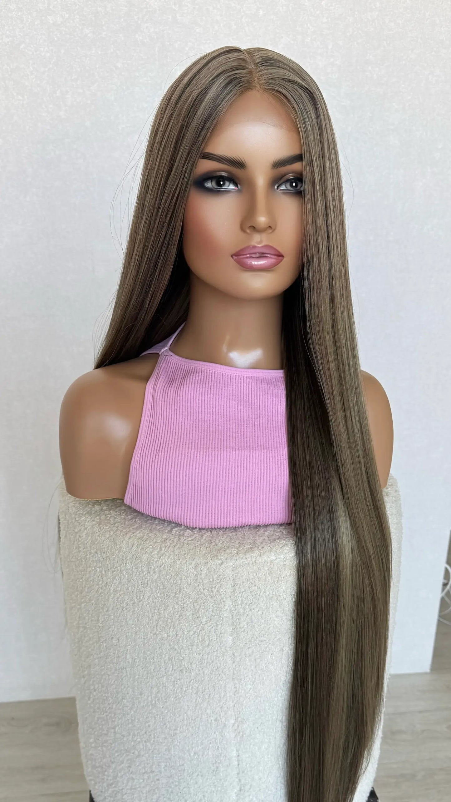 half hair forward, half back, long length hair lacefront wig, australia glueless synthetic wigs, heat safe hair.