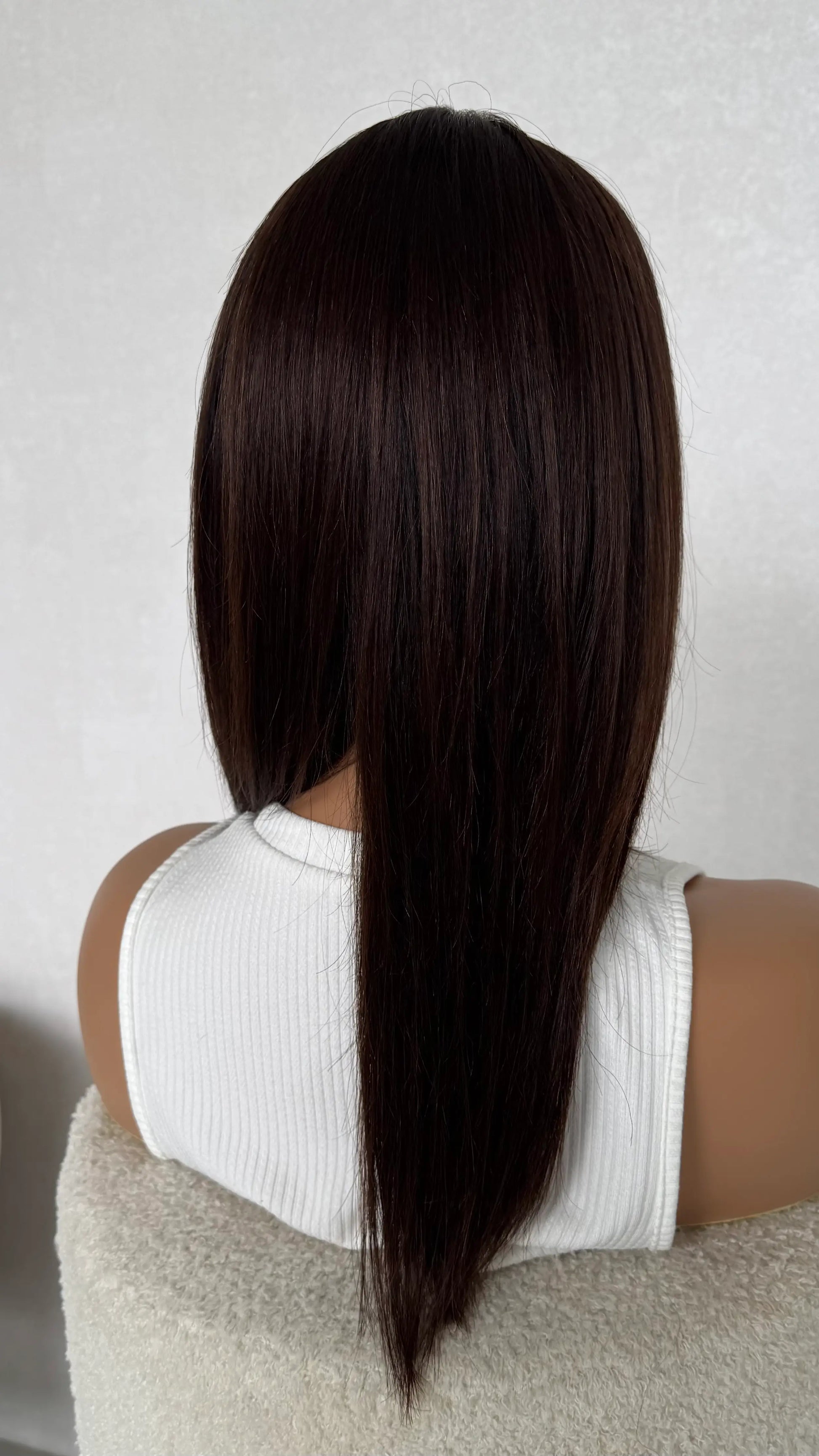 espresso human hair lace front wig from behind