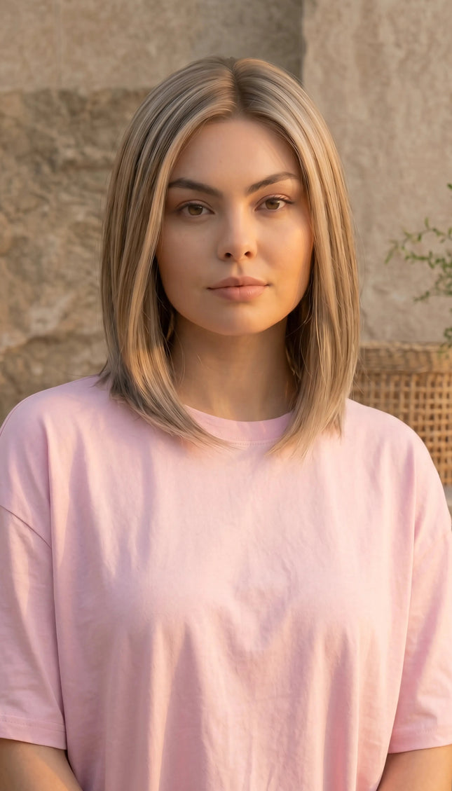 glueless blonde bob length human hair wig, lace wig. #1 wigs australia.
