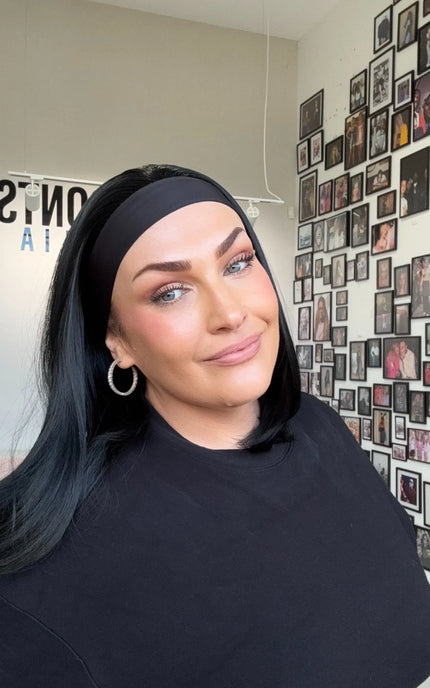 headband synthetic wig, black hair, 14 inch with headband, glueless synthetic wig, gold coast australia.