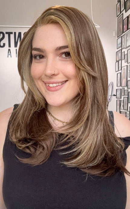 heat safe synthetic wig, side part with layers, natural glueless synthetic wig australia.