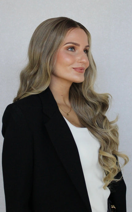 lacefront synthetic wig, glueless wig, half hair back, half forward, synthetic wigs australia.