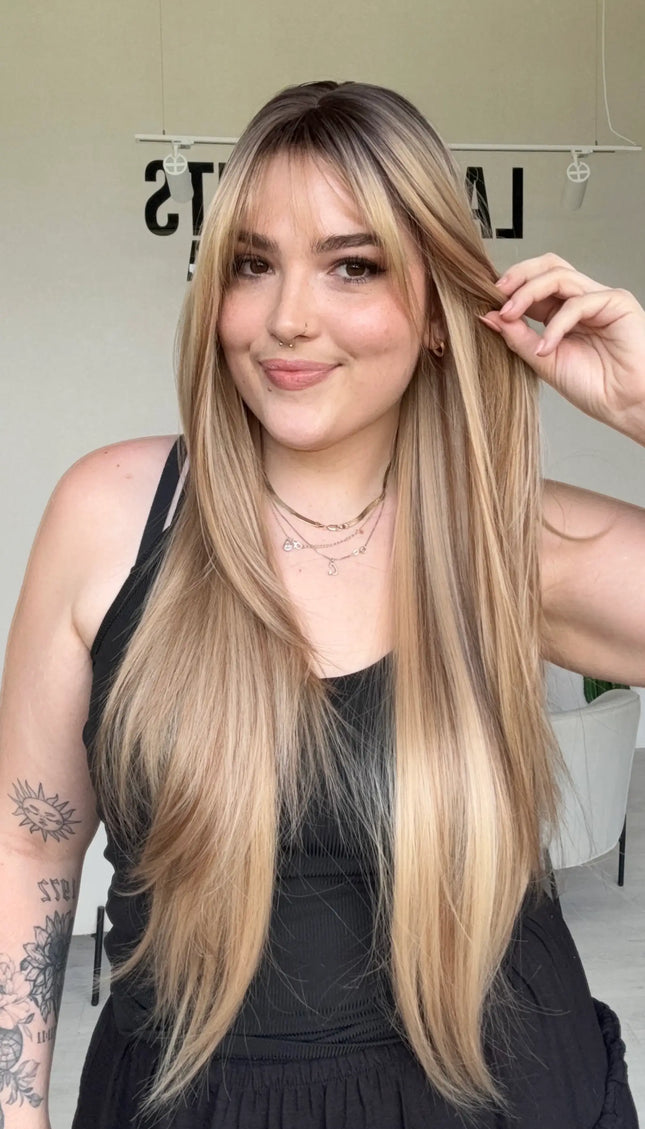 natural looking highlghted blonde synthetic wig for women with hairloss australia.