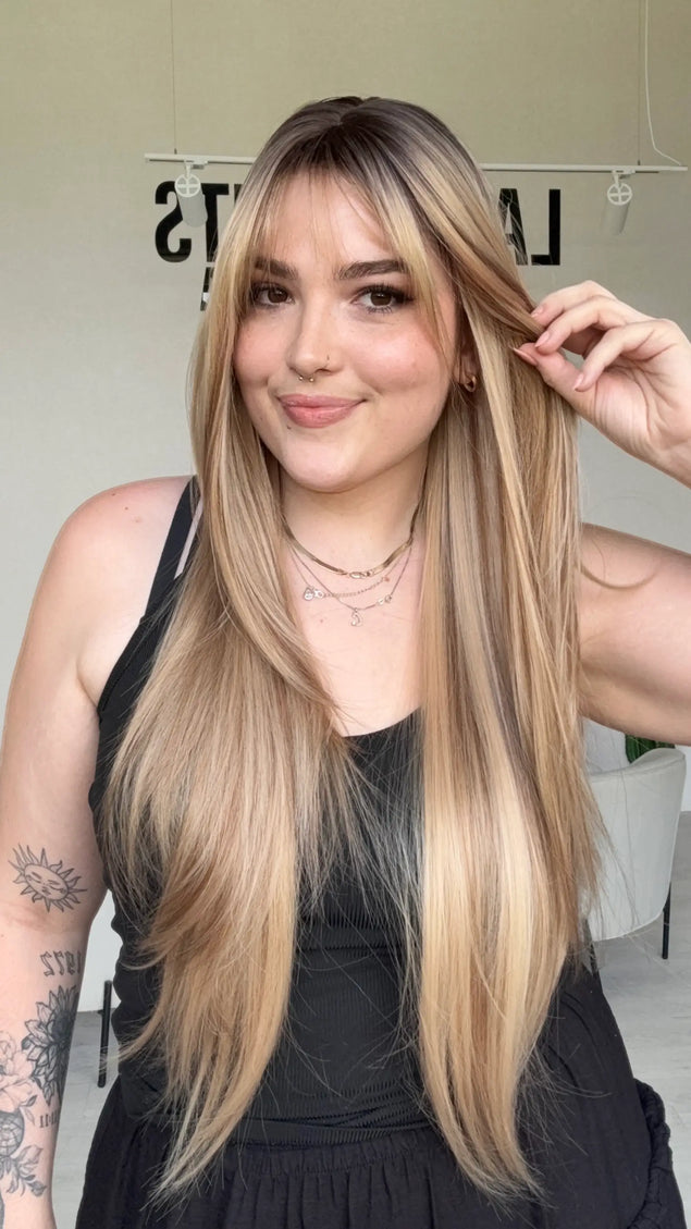 natural looking highlghted blonde synthetic wig for women with hairloss australia.