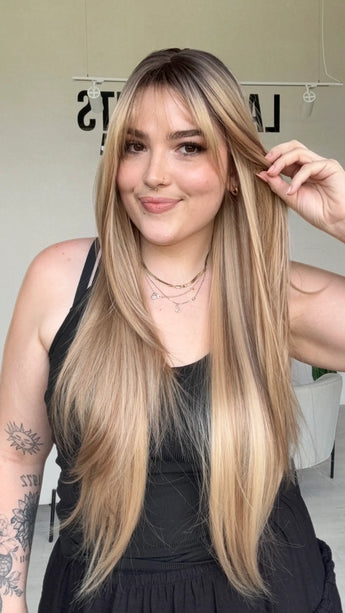 natural looking highlghted blonde synthetic wig for women with hairloss australia.
