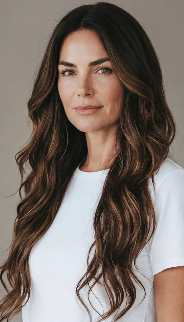 brunette wavy human hair wig with lace front beginner cap for women with hairloss in australia.