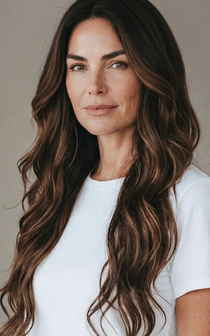 brunette wavy human hair wig with lace front beginner cap for women with hairloss in australia.