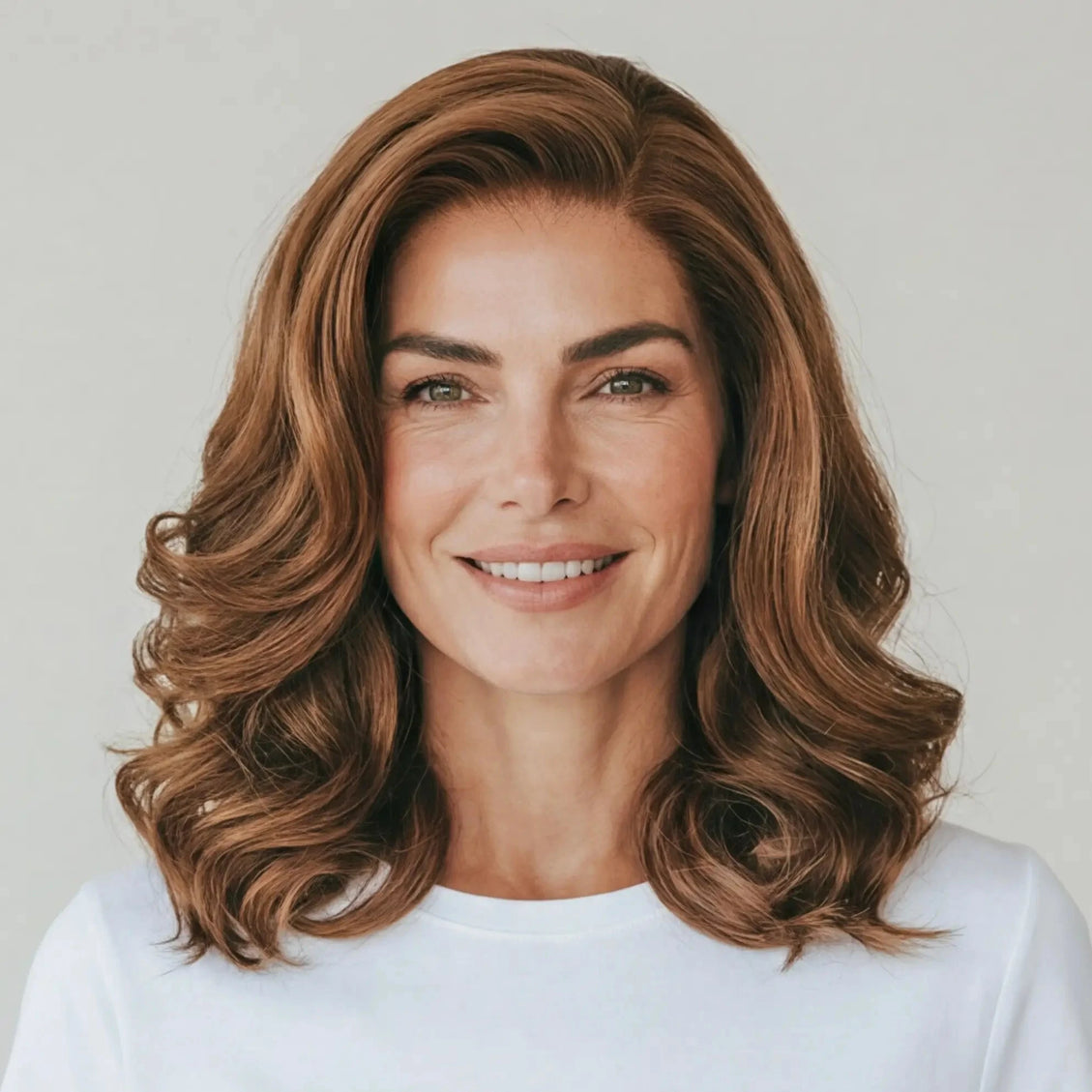 realistic highlighted brunette human hair wig for women with hairloss, alopecia, chemotherapy.