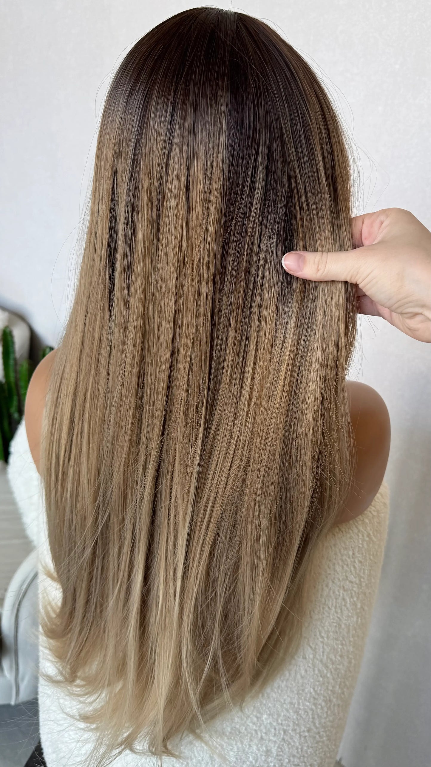 hair from back view, long synthetic wig, fringe wig australia, curtain bang, heat safe, glueless australia wigs.