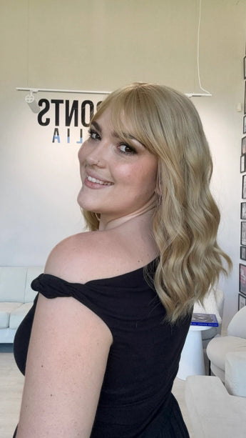 heat safe glueless topper with honey blonde wavy hair, glueless cap synthetic toppers australia.