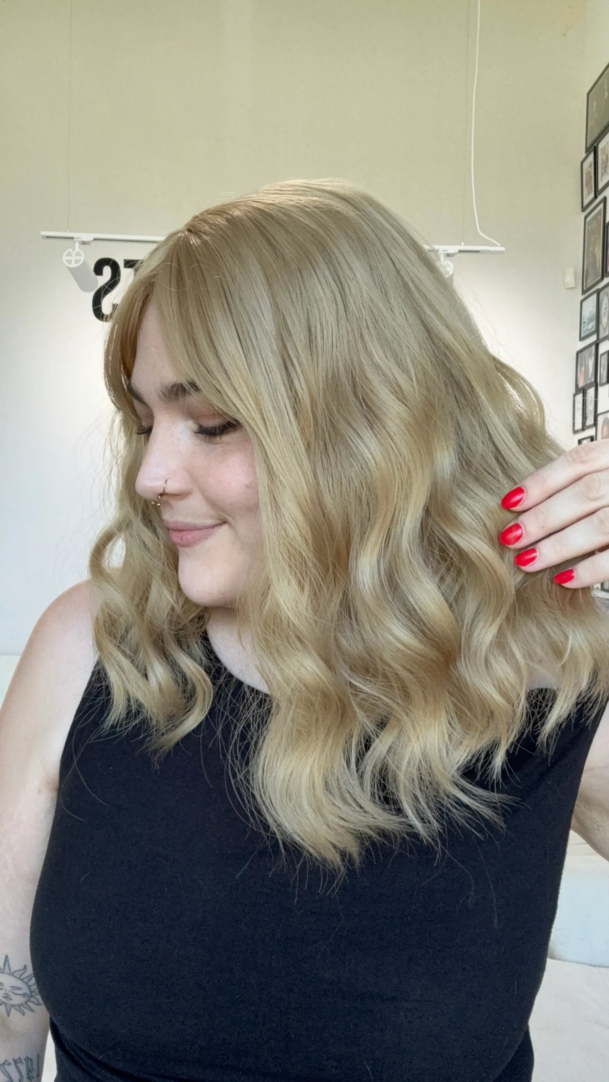 middle part fringe topper honey blonde hair. heat safe synthetic toppers australia.