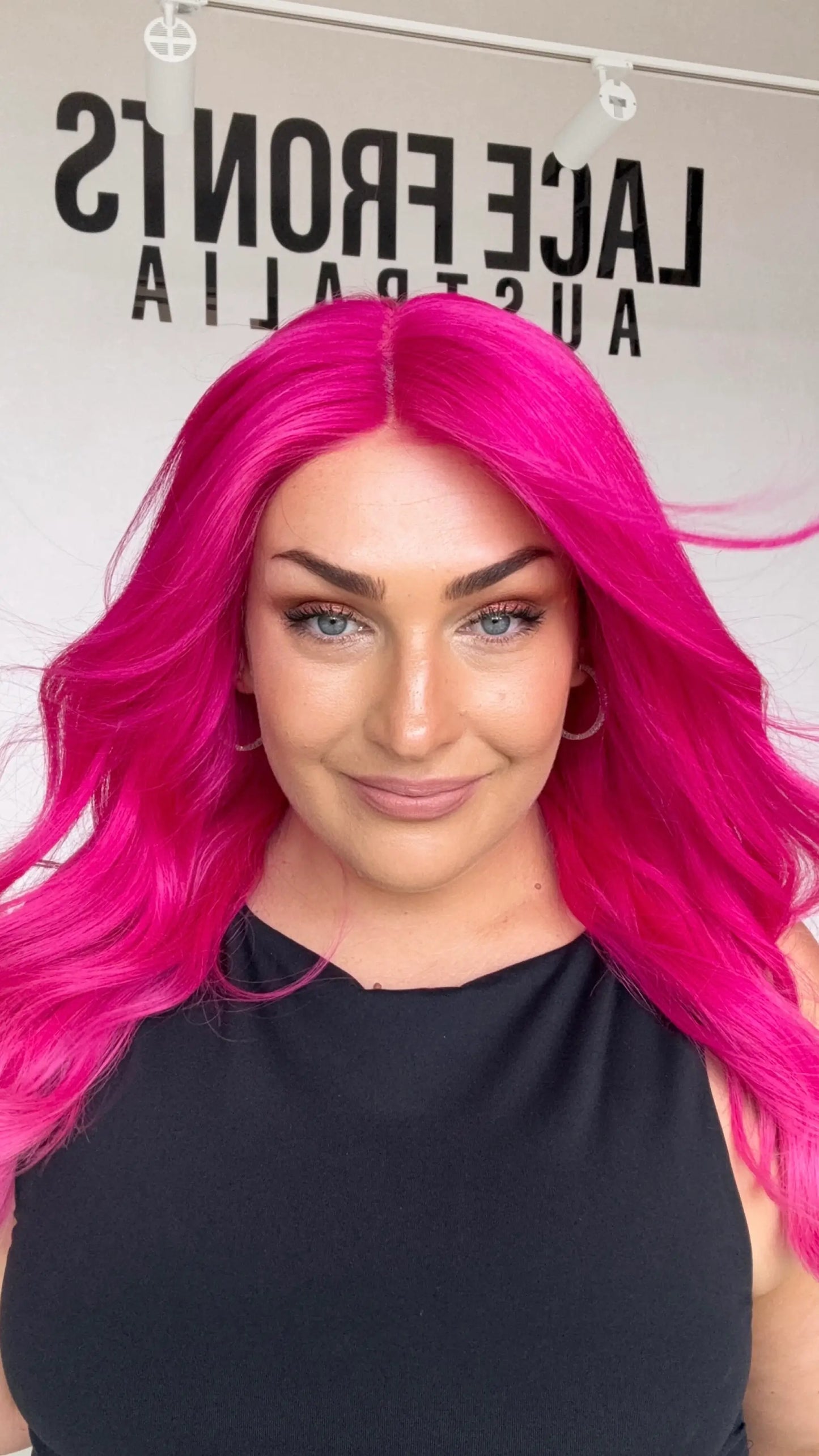 hot pink ready to ship sale lace front wig, australia human hair wigs, hot pink.