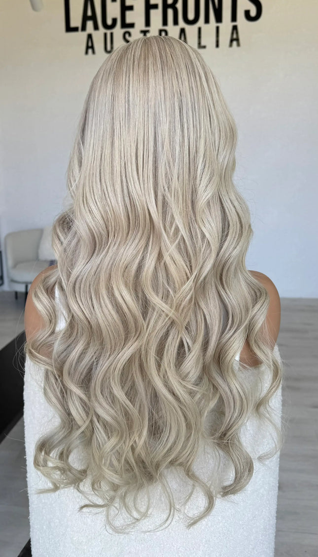 human hair lacefront wig platinum blonde hair for hairloss and alopecia.