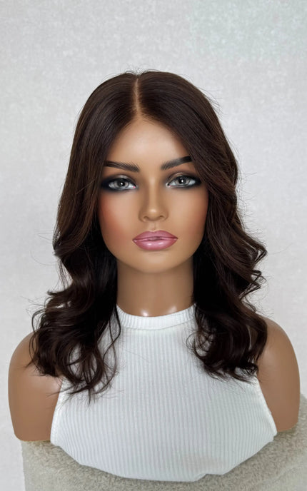 realistic looking human hair brunette wig for hairloss, alopecia and chemotherapy australia.