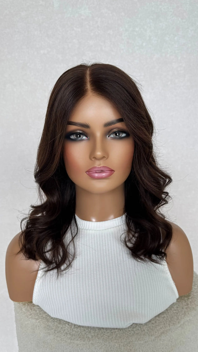 realistic looking human hair brunette wig for hairloss, alopecia and chemotherapy australia.