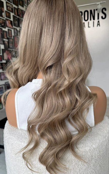 ash wavy blonde human hair wig for women with alopecia and hairloss australia.