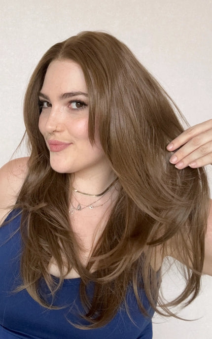 lace front warm brown synthetic wig, glueless heat safe hair, gold coast, australia, wigs.