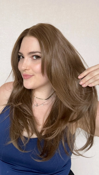 lace front warm brown synthetic wig, glueless heat safe hair, gold coast, australia, wigs.